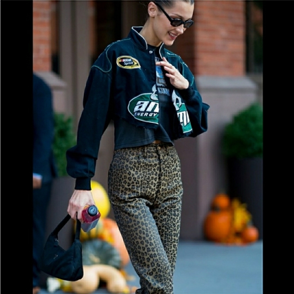 Fendi Vintage Women Zucca FF Logo Leopard Print Pedal Pushers Pants Size 26